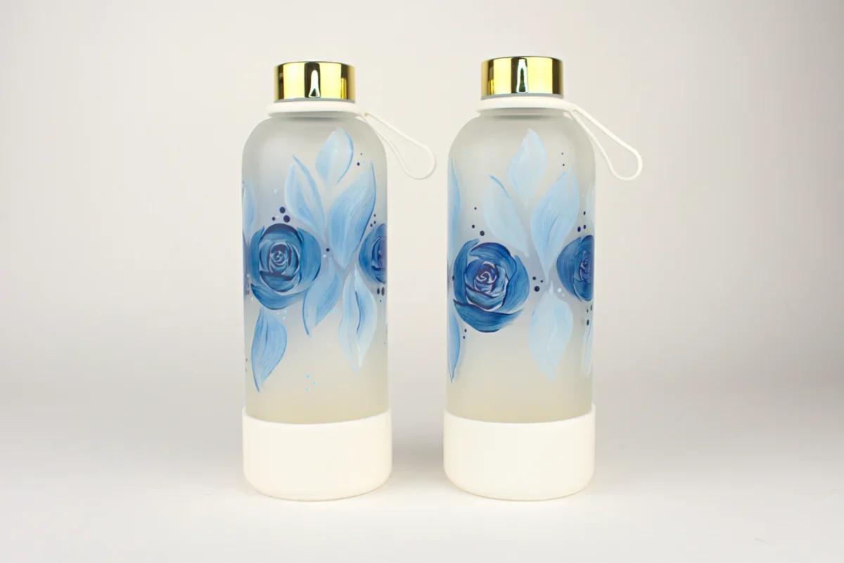 Steklenica Za Vodo, Aqua Bestie, Ročno Poslikava, Unikatno, Steklenica, Flaška Za Vodo, Flaška (89)