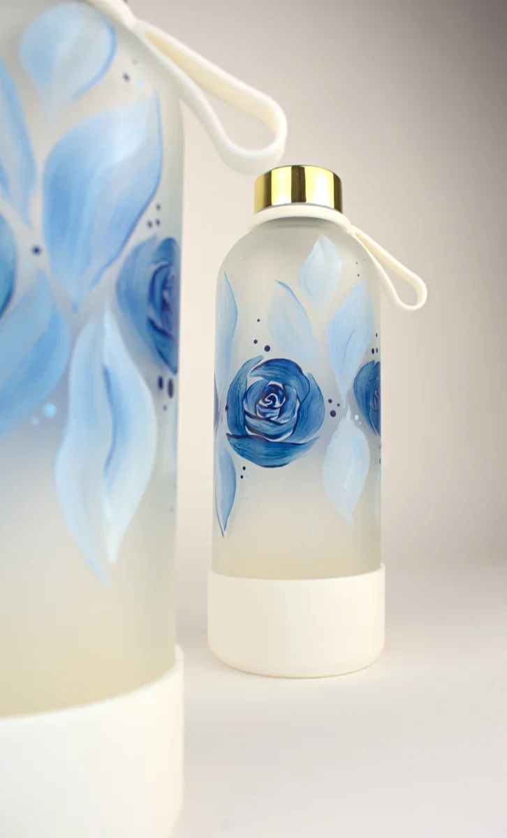 Steklenica Za Vodo, Aqua Bestie, Ročno Poslikava, Unikatno, Steklenica, Flaška Za Vodo, Flaška (90)